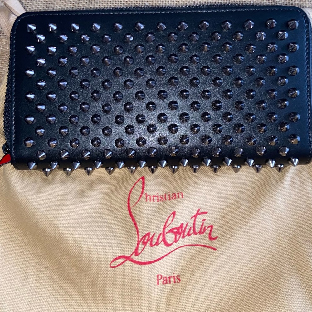 Christian Louboutin Black Spike Gun Metal Wallet